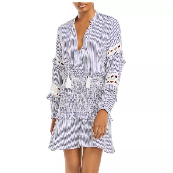 Aqua Dresses & Skirts - AQUA Striped Eyelet Mini Dress Size Small